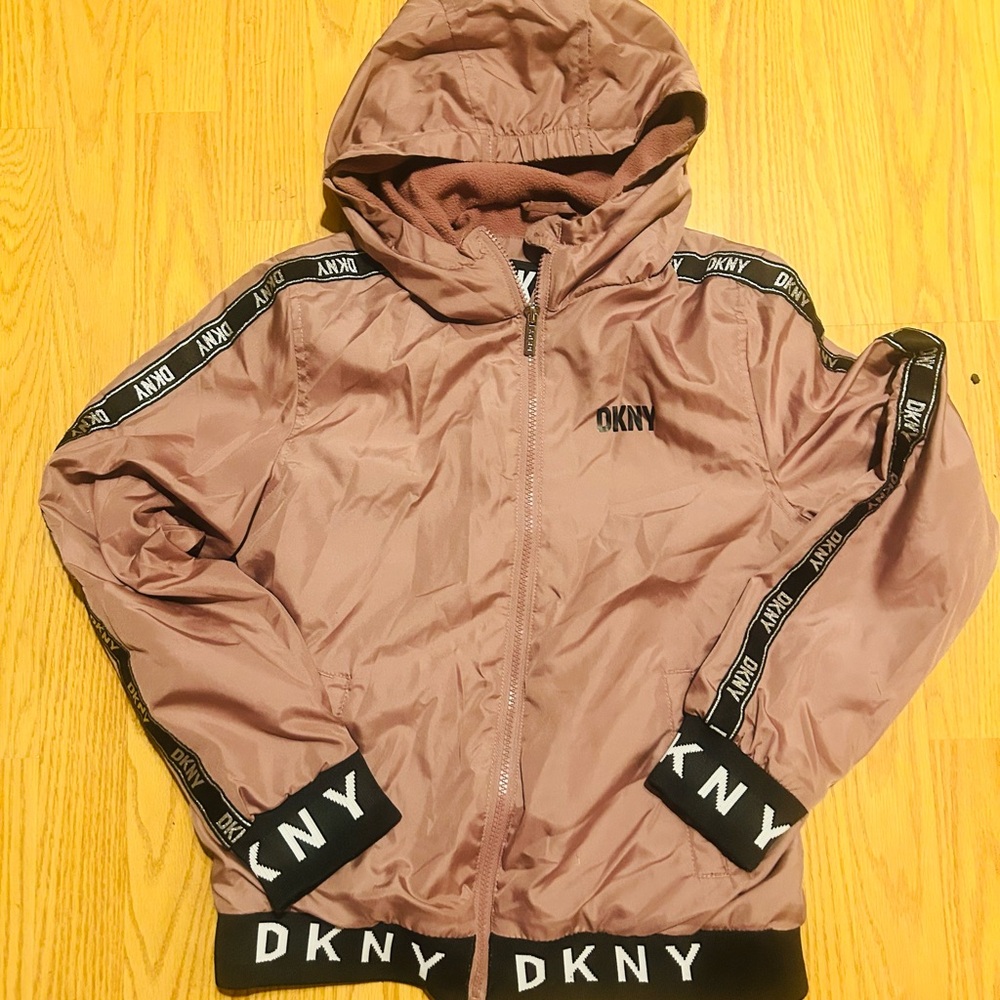 Girls DKNY Dusty Pink Logo Jacket sz L 14/16